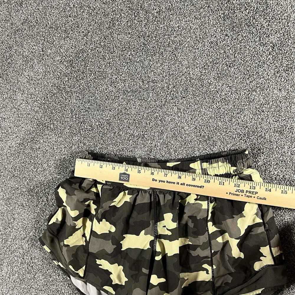 Lululemon Speed Up Shorts Camo Green Yellow Women's Size 8 Long Running